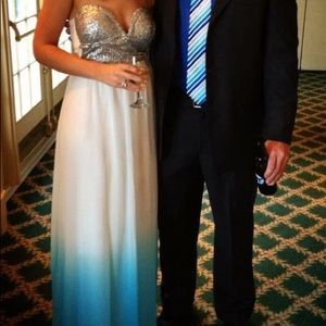 Ombré sundress. Silver sequin top w/ blue bottom.